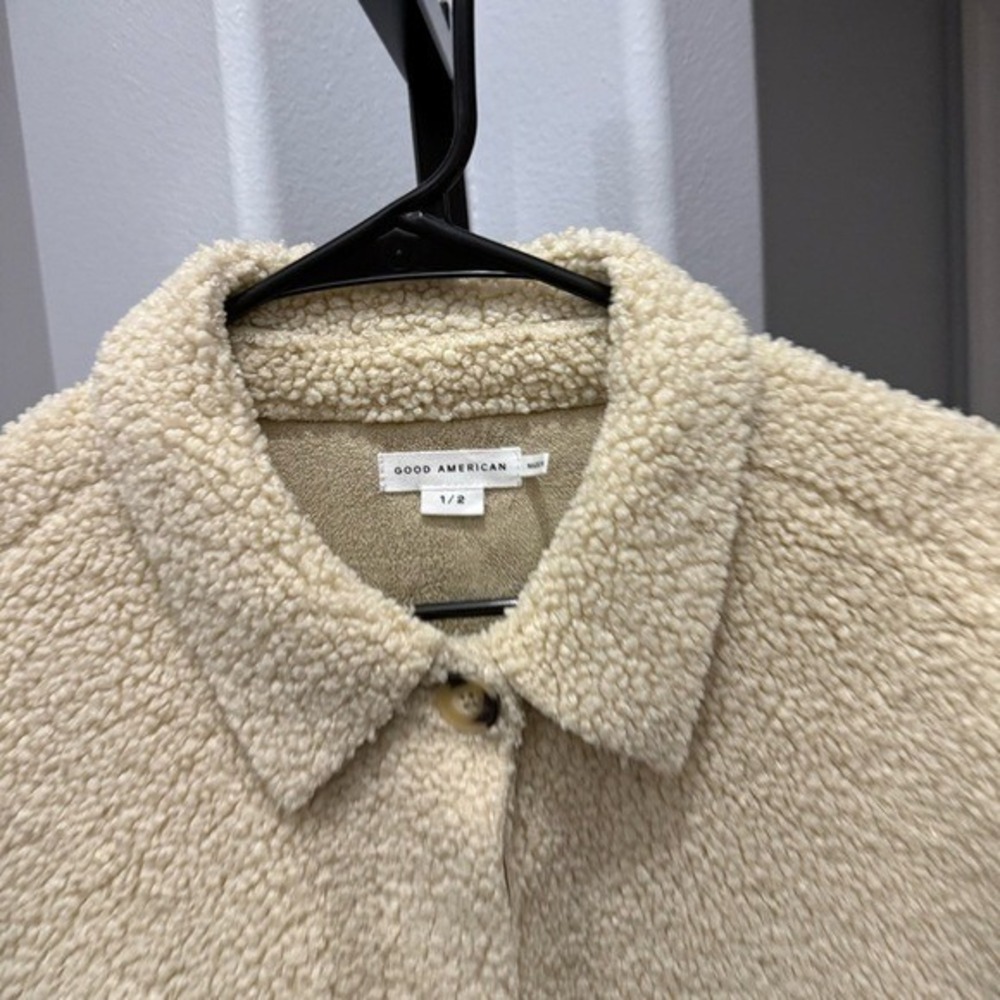 NWT! Good American Sherpa Shacket - Size 1/2 (Small/Medium) Cream Oversized • - Picture 5 of 13